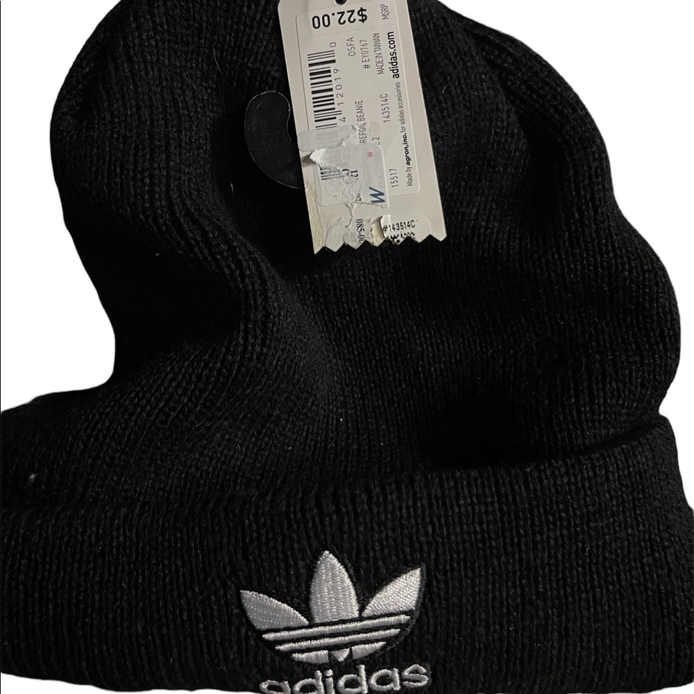 Adidas beanie black with white logo
